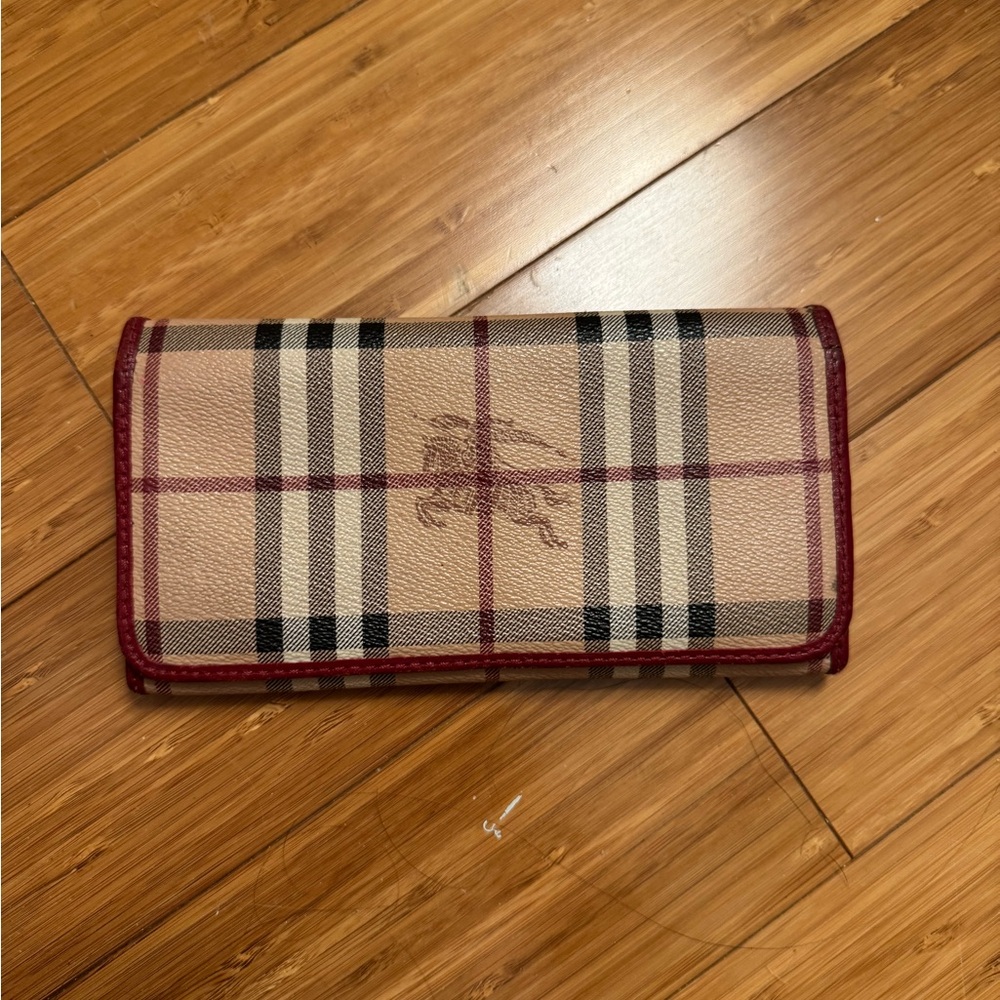 Burberry Beige and Red Plaid Wallet